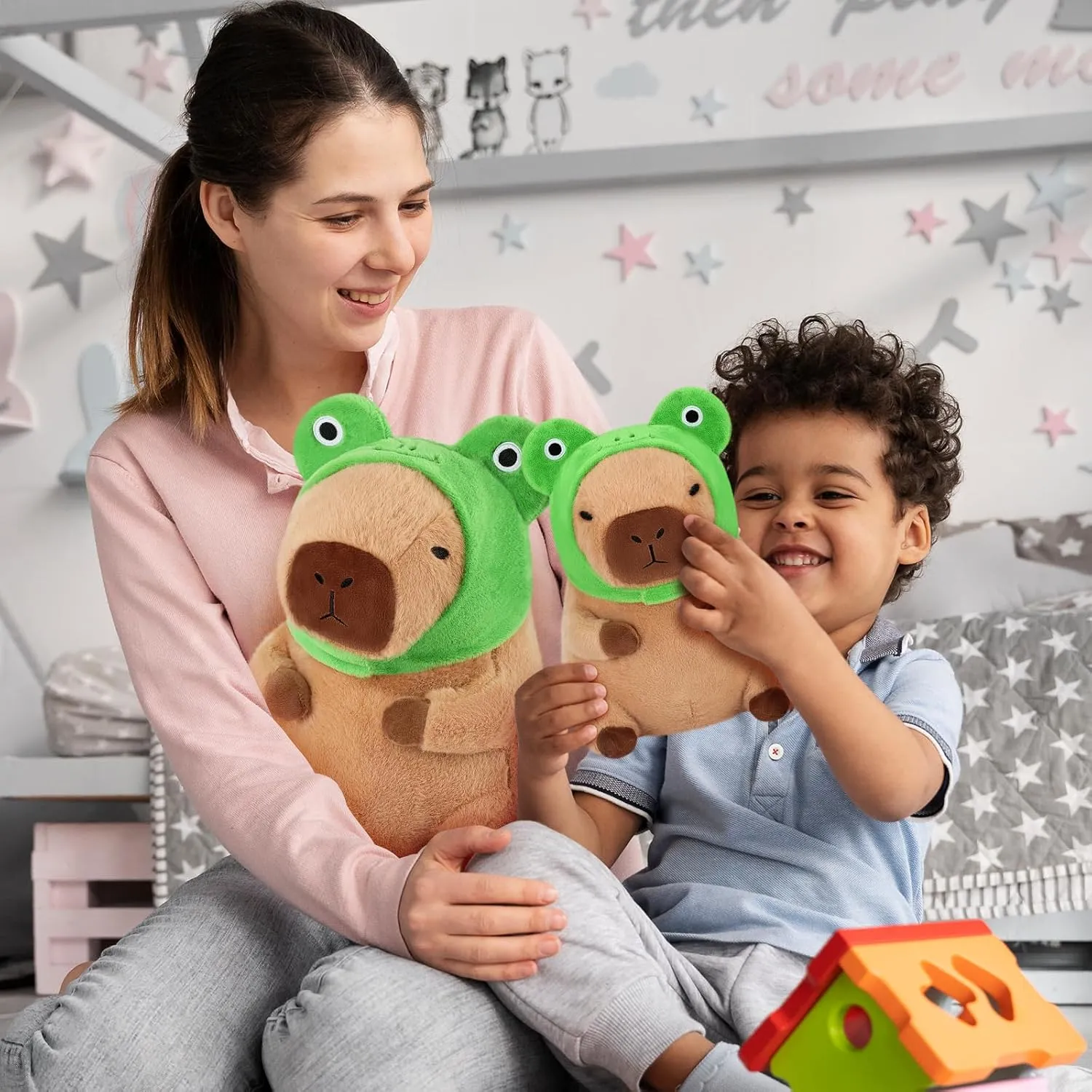 Achwishap Capybara Plush,Cute Plushies Capybara Stuffed Animals,Capybara Plush Toys,Kawaii Plushie Stuffed Toy with Frog Hat Plushies Gift for Kids Adults Birthday(Capybara with Frog Hat,12”)