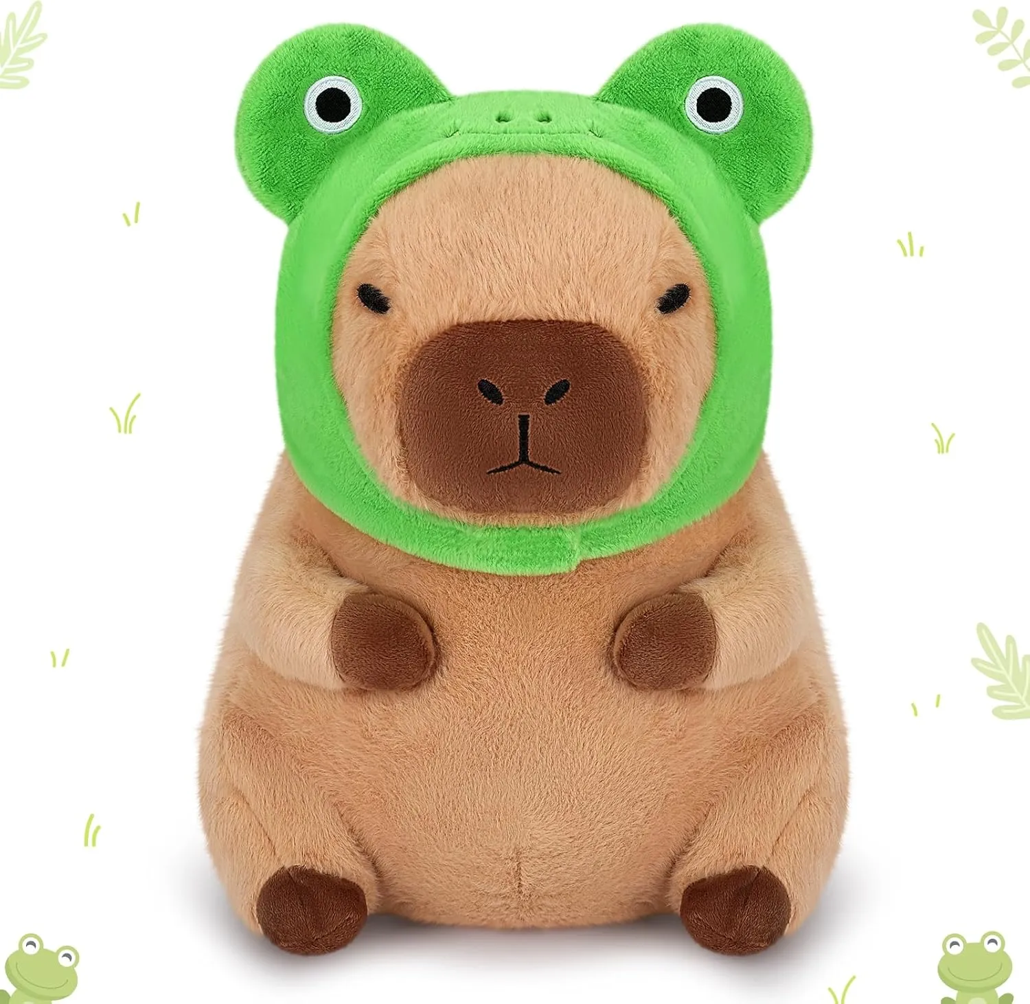 Achwishap Capybara Plush,Cute Plushies Capybara Stuffed Animals,Capybara Plush Toys,Kawaii Plushie Stuffed Toy with Frog Hat Plushies Gift for Kids Adults Birthday(Capybara with Frog Hat,12”)