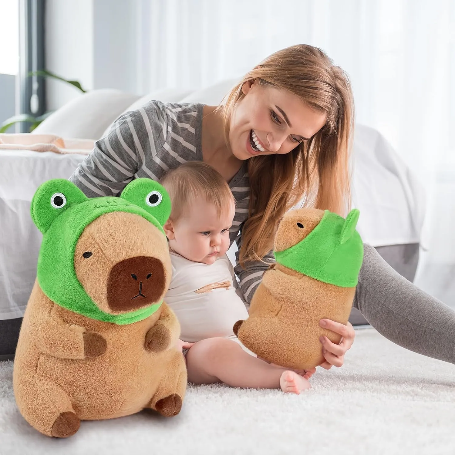 Achwishap Capybara Plush,Cute Plushies Capybara Stuffed Animals,Capybara Plush Toys,Kawaii Plushie Stuffed Toy with Frog Hat Plushies Gift for Kids Adults Birthday(Capybara with Frog Hat,12”)