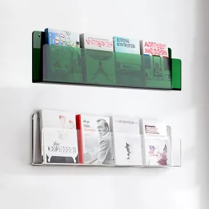 Acrylic Magazine Holder Blue Orange Green Black Clear, 2 Pack Wall Brochure Rack Book Shelf for Office/ Coffee Shop/ Waiting Room/ Home Display, File Organizer Vinyl Record Stand ( Color : Clear Green