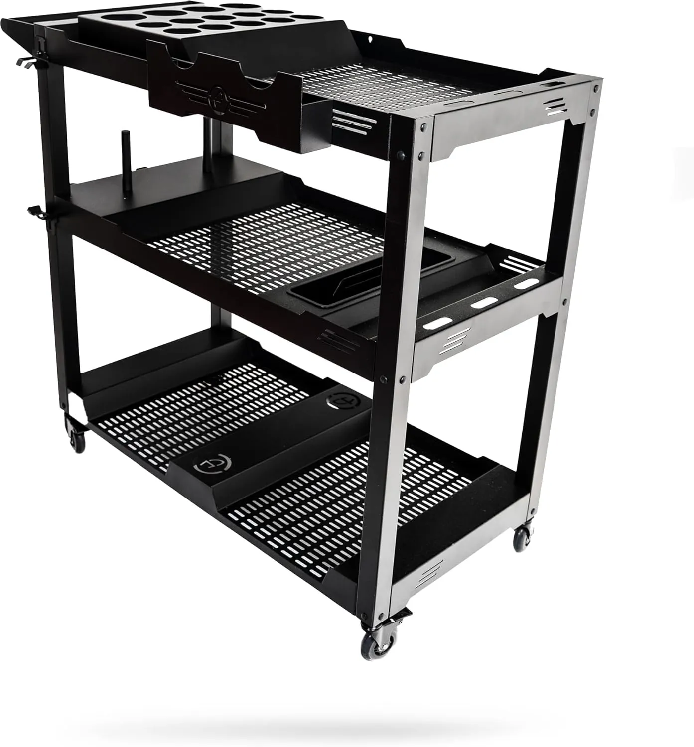 Adam's Polishes Professional Detail Cart Powder Coated Metal Car Detailing Cart for Garage | Storage Space, Rolling Premium Locking Casters, Polisher Holders, Heavy Duty Workshop, Detailers Garage