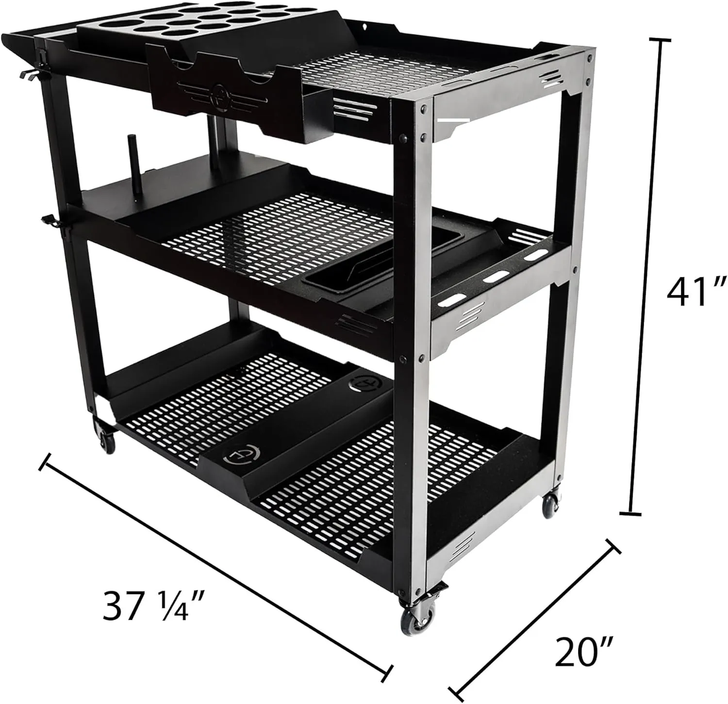 Adam's Polishes Professional Detail Cart Powder Coated Metal Car Detailing Cart for Garage | Storage Space, Rolling Premium Locking Casters, Polisher Holders, Heavy Duty Workshop, Detailers Garage