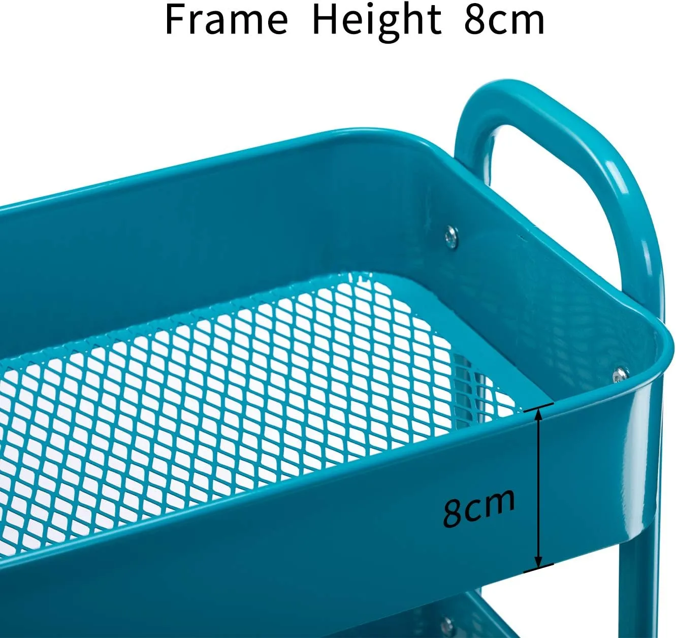 AGTEK Makeup Rolling Cart, 3 Tier Movable Rolling Organizer Storage Trolley Metal Utility Cart, Peacock Blue