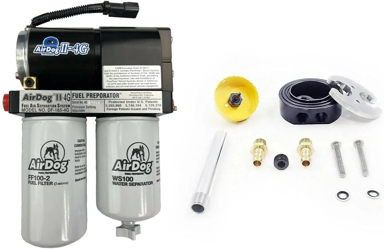 AirDog II-4G 165 GPH AirFuel Separation Lift Pump A6SABD340 & Dual Port Integrated Return Sump Compatible with 1989-1993 Dodge Ram 5.9 12V Cummins Diesel