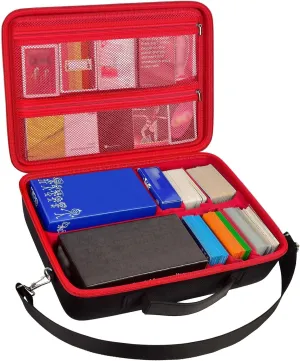 ALLPRIMO Trading Card Case Storage Box for 2700  Cards. Deck Boxes Travel Organizer Holder Compatible with TCG/for Topps Baseball Sports/for C.A.H/for UNO/for MTG/for Yu-Gi-Oh Games -Red Zipper