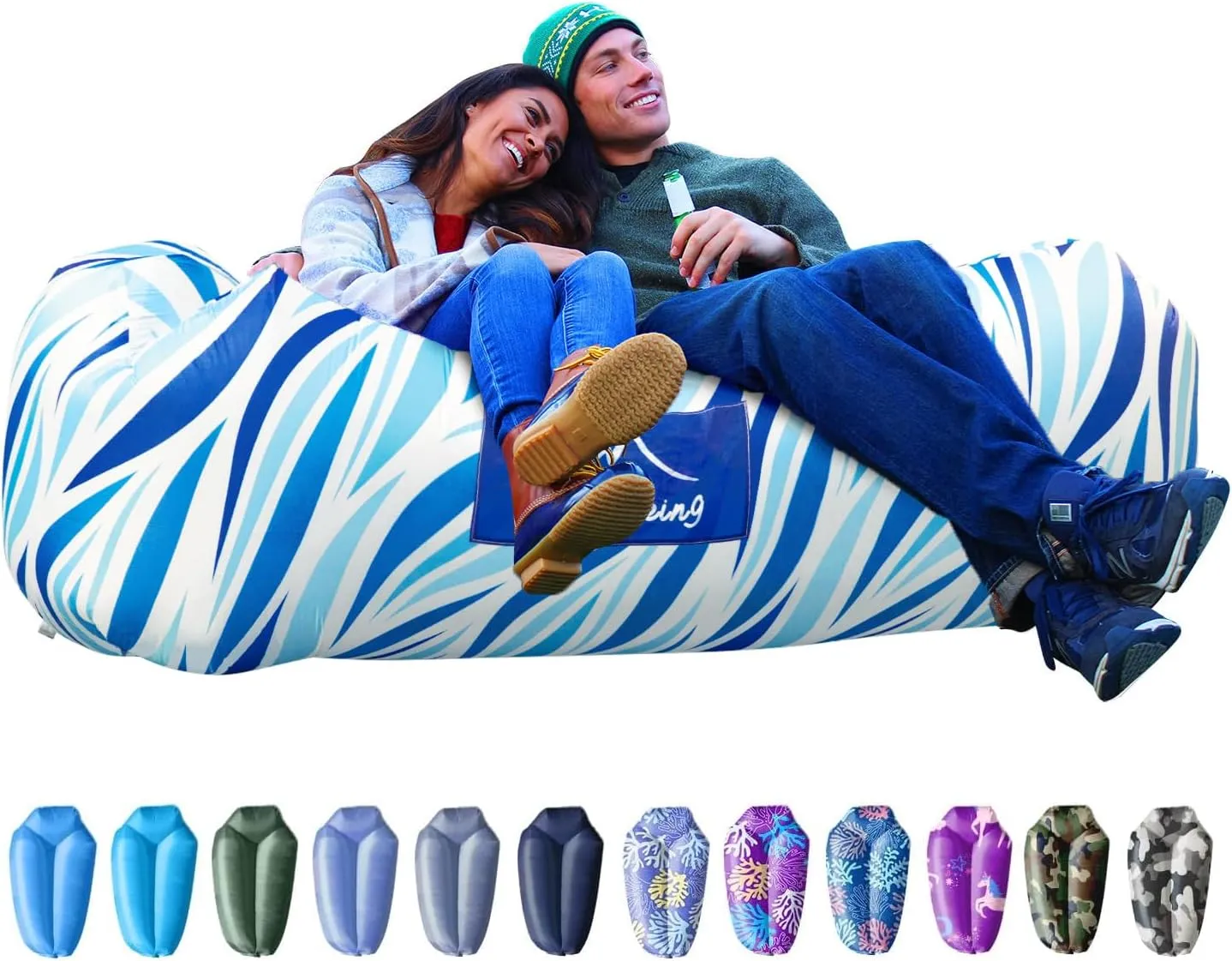AlphaBeing Inflatable Lounger Beach Chair Accessories, Air Sofa Hammock Inflatable Couch for Camping Backyard Lakeside with Compression Sacks, Ideal Outdoor Gifts for Adults