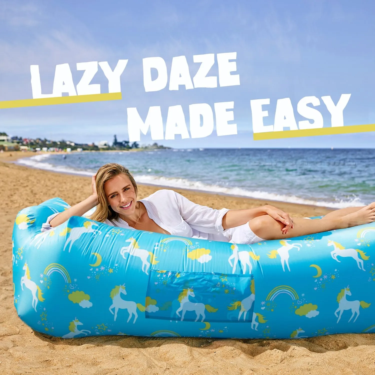 AlphaBeing Inflatable Lounger Beach Chair Accessories, Air Sofa Hammock Inflatable Couch for Camping Backyard Lakeside with Compression Sacks, Ideal Outdoor Gifts for Adults