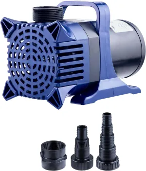 Alpine Corporation 6550 GPH Submersible Water Pump with 33 FT Cord and Adapters for Ponds, Fountains, Waterfalls, and Water Circulation, 456 Watts 26 FT Lift Quiet Operation Vertical/Horizontal