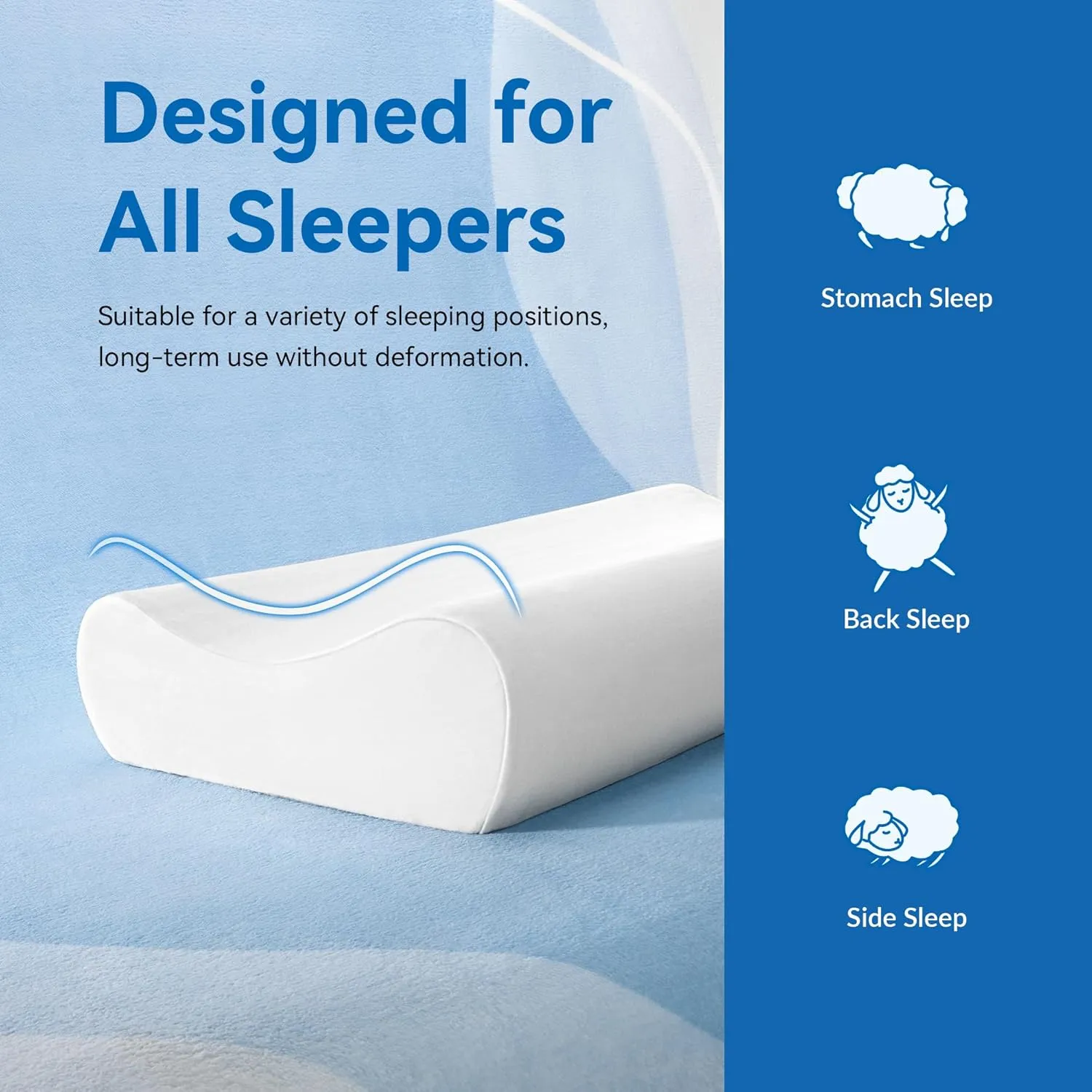 AM AEROMAX 32" King Size Contour Memory Foam Pillow, Neck Pillow for Neck Pain Relief, Neck Orthopedic Sleeping Pillows for Side, Back and Stomach Sleepers(White,Velvet)