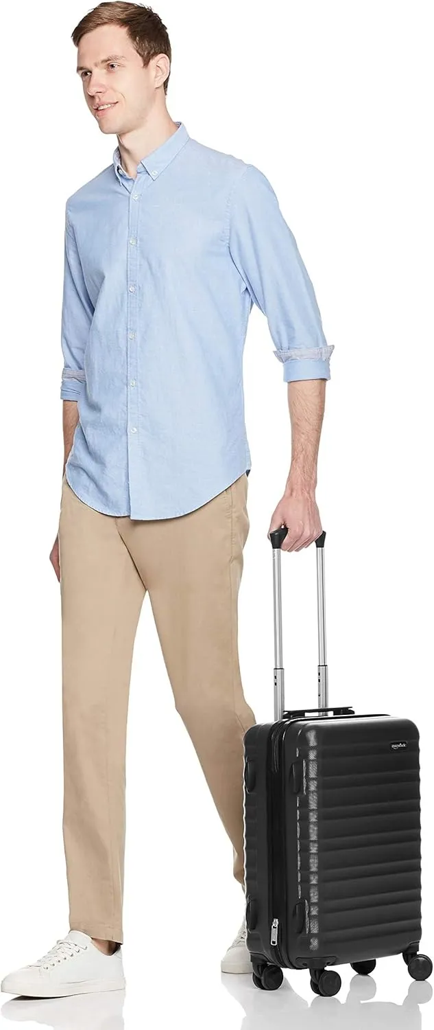 Amazon Basics Carry On Luggage, Hardside 20-inch Spinner with Scratch-Resistant Surface, Black