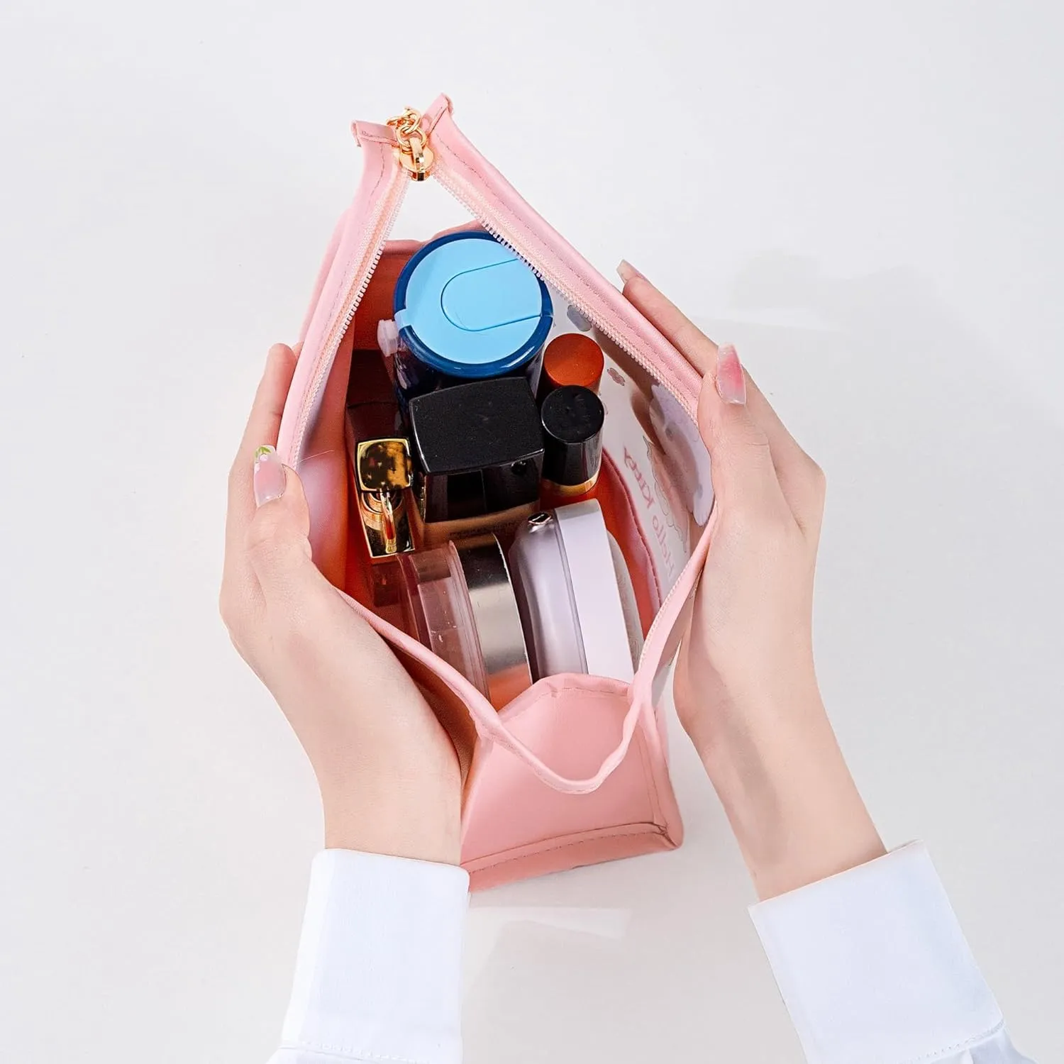 AmBealla Cosmetic Bag Large Makeup Travel Case with Brush Holder, Waterproof Makeup Bag Organizer with Hanging Hook, Travel Toiletry Bag for Women, Sweet & Stylish for Girls