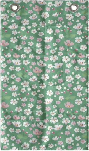 Ambesonne Cherry Blossom Hanging Pocket Organizer, Downward Sloping Cherry Blossom Petals on a Greenery Background, Printed Polyester Storage Bag with Pockets, 21" x 31", Rose and Sea Green