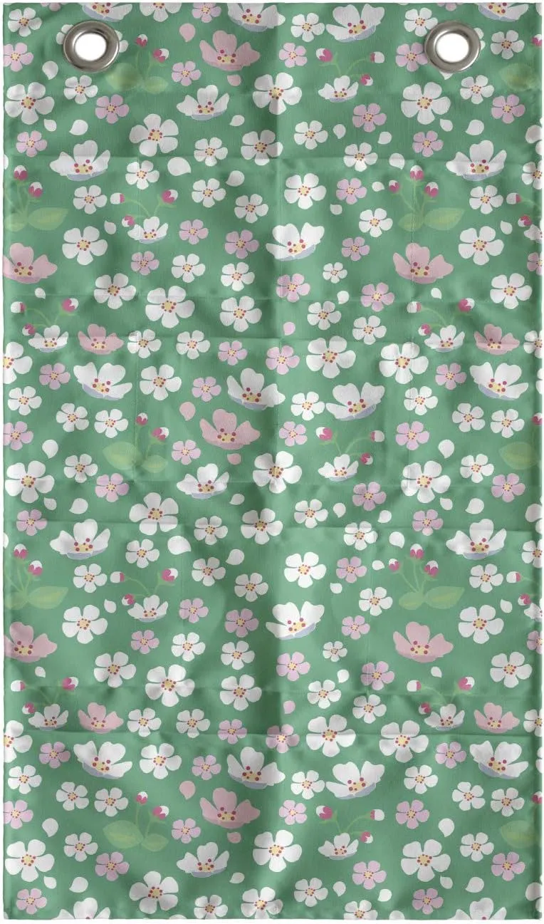 Ambesonne Cherry Blossom Hanging Pocket Organizer, Downward Sloping Cherry Blossom Petals on a Greenery Background, Printed Polyester Storage Bag with Pockets, 21" x 31", Rose and Sea Green