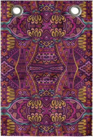 Ambesonne Colorful Hanging Pocket Organizer, Sixties Style Composition with Tribal Psychedelic Ornamentation Flowers, Printed Polyester Storage Bag with Pockets, 14" x 20", Multicolor