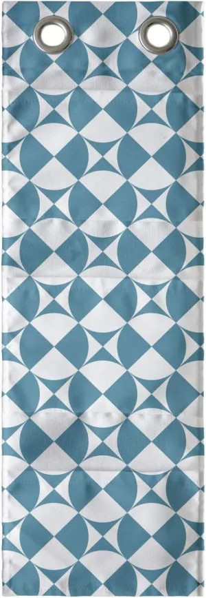 Ambesonne Crazy Art Hanging Pocket Organizer, Diagonal Circles in Squares Interpretation Graphical Abstract Design, Printed Polyester Storage Bag with Pockets, 9" x 27", Sea Blue and White
