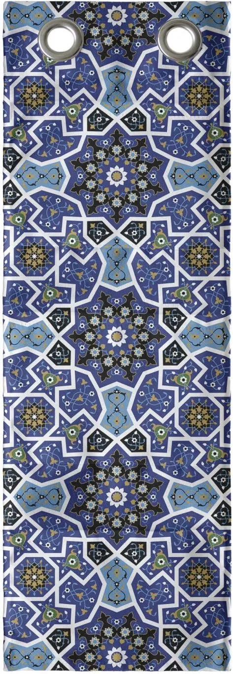 Ambesonne Eastern Floral Hanging Pocket Organizer, Modern Interpretation of Mediterranean Flowery Motif with Geometric Details, Printed Polyester Storage Bag with Pockets, 9" x 27", Royal Blue