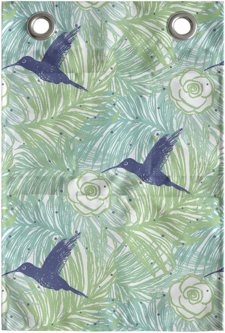 Ambesonne Exotic Hanging Pocket Organizer, Colorful Demonstration of Natural Palm Leaves Flowers and Bird Silhouettes, Printed Polyester Storage Bag with Pockets, 14" x 20", Lavender and Green