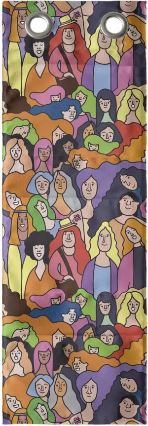 Ambesonne Feminism Hanging Pocket Organizer, Doodle Style Interpretation of Many Women Assembled Together in Union and Peace, Printed Polyester Storage Bag with Pockets, 9" x 27", Multicolor