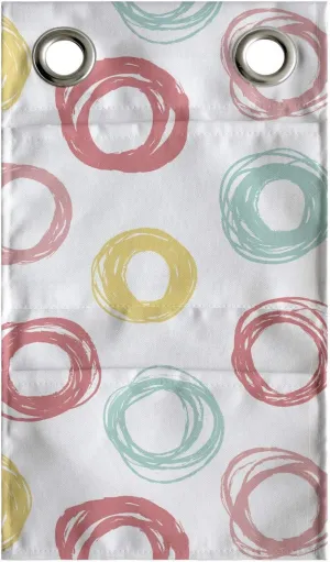 Ambesonne Geometric Hanging Pocket Organizer, Circular Shapes with Doodle Pencil Marks Colorful Ornamentation Design, Printed Polyester Storage Bag with Pockets, 9" x 16", Multicolor