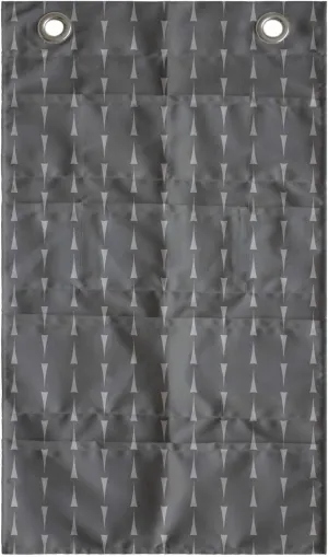 Ambesonne Grey Hanging Pocket Organizer, Pointy Motifs Directing Upwards and Downwards on a Gloomy Background Print, Printed Polyester Storage Bag with Pockets, 21" x 31", Pale Taupe and Grey