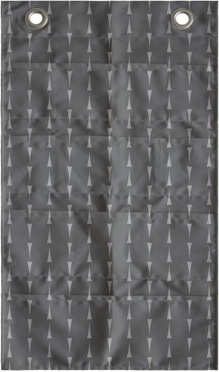 Ambesonne Grey Hanging Pocket Organizer, Pointy Motifs Directing Upwards and Downwards on a Gloomy Background Print, Printed Polyester Storage Bag with Pockets, 21" x 31", Pale Taupe and Grey
