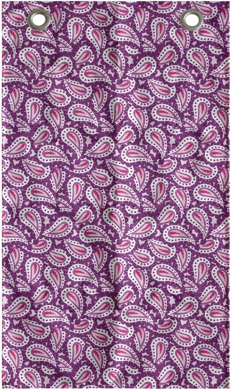 Ambesonne Magenta Hanging Pocket Organizer, Teardrops Droplet Paisley Pattern Medieval Motifs Timeless Boho Design, Printed Polyester Storage Bag with Pockets, 21" x 31", Magenta Purple and Pink