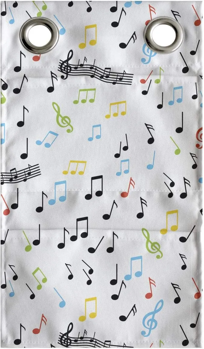 Ambesonne Music Hanging Pocket Organizer, Symbolic Music Notes Joy Vibes Pitch Beat Rhythm Sound Sonic Timbre Design, Printed Polyester Storage Bag with Pockets, 9" x 16", Multicolor
