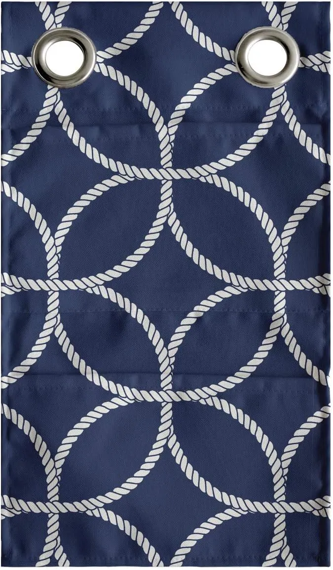 Ambesonne Navy Blue Hanging Pocket Organizer, Continuous Demonstration of Nautical Maritime Styled Circular Overlapping Shape, Printed Polyester Storage Bag with Pockets, 9" x 16", White Indigo