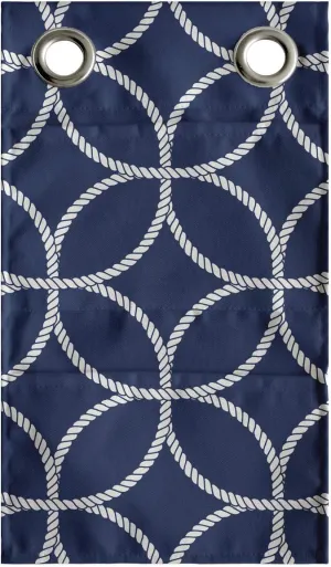 Ambesonne Navy Blue Hanging Pocket Organizer, Continuous Demonstration of Nautical Maritime Styled Circular Overlapping Shape, Printed Polyester Storage Bag with Pockets, 9" x 16", White Indigo