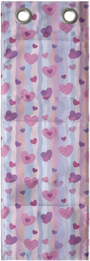 Ambesonne Purple Hanging Pocket Organizer, Valentines Day Hearts with Verical Abstract Stipes Vintage Sentimental Composition, Printed Polyester Storage Bag with Pockets, 9" x 27", Multicolor