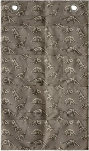 Ambesonne Skeleton Hanging Pocket Organizer, Sketchy Doodle of Various Breeds Fossil Dinosaurs Extinct Animal, Printed Polyester Storage Bag with Pockets, 21" x 31", Cocoa Pale Sepia