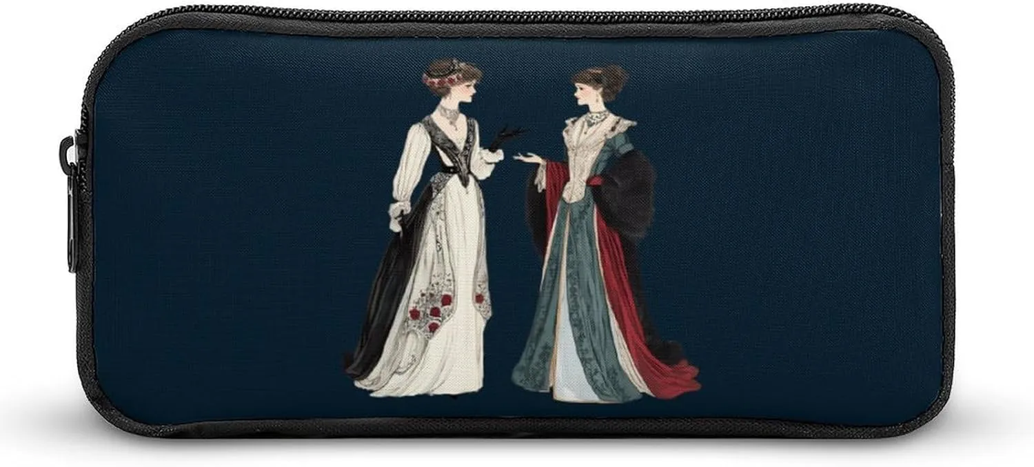Ancient European Fashion Woman Pen Pencil & Marker Cases Large Capacity Pen Pouch Stationery Organizer Makeup Bag with Zippered