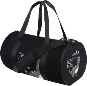 Animal Dinosaur The Best Dude on Black Dark Duffel Bag, Foldable Canvas Travel Tote for Gym Sports with Inner Pockets, Durable Lightweight Fitness Bag for Overnight Workout