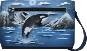 Anna by Anuschka Women’s Hand-Painted Genuine Leather Organizer Wallet On a String