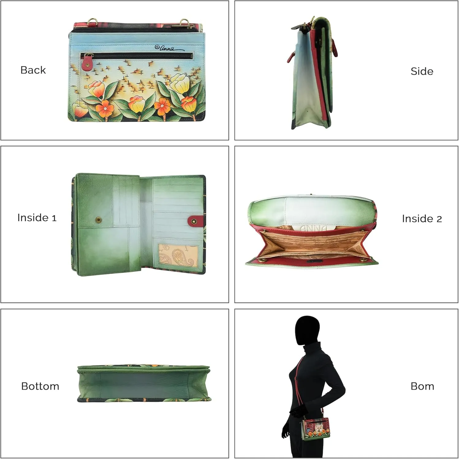 Anna by Anuschka Women’s Hand-Painted Genuine Leather Organizer Wallet On a String