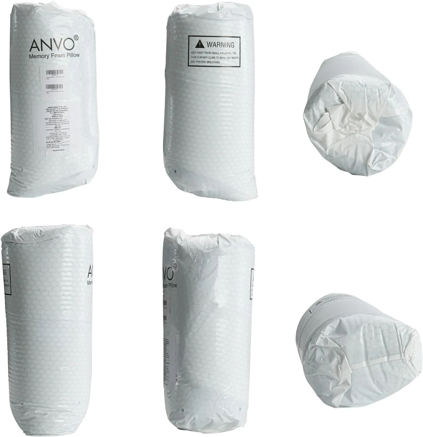 Anvo Cervical Neck Pillow for Neck and Shoulder Pain - Memory Foam Pillows for Pain Relief Sleeping, Contour Orthopedic for Side Back Stomach Sleeper, Blue Firm