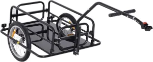 Aosom Bike Cargo Trailer, Bicycle Trailer, Heavy-Duty Bike Wagon Cart, Foldable Compact Storage, with Universal Hitch, 16" Wheels, 88 lbs. Capacity, Black