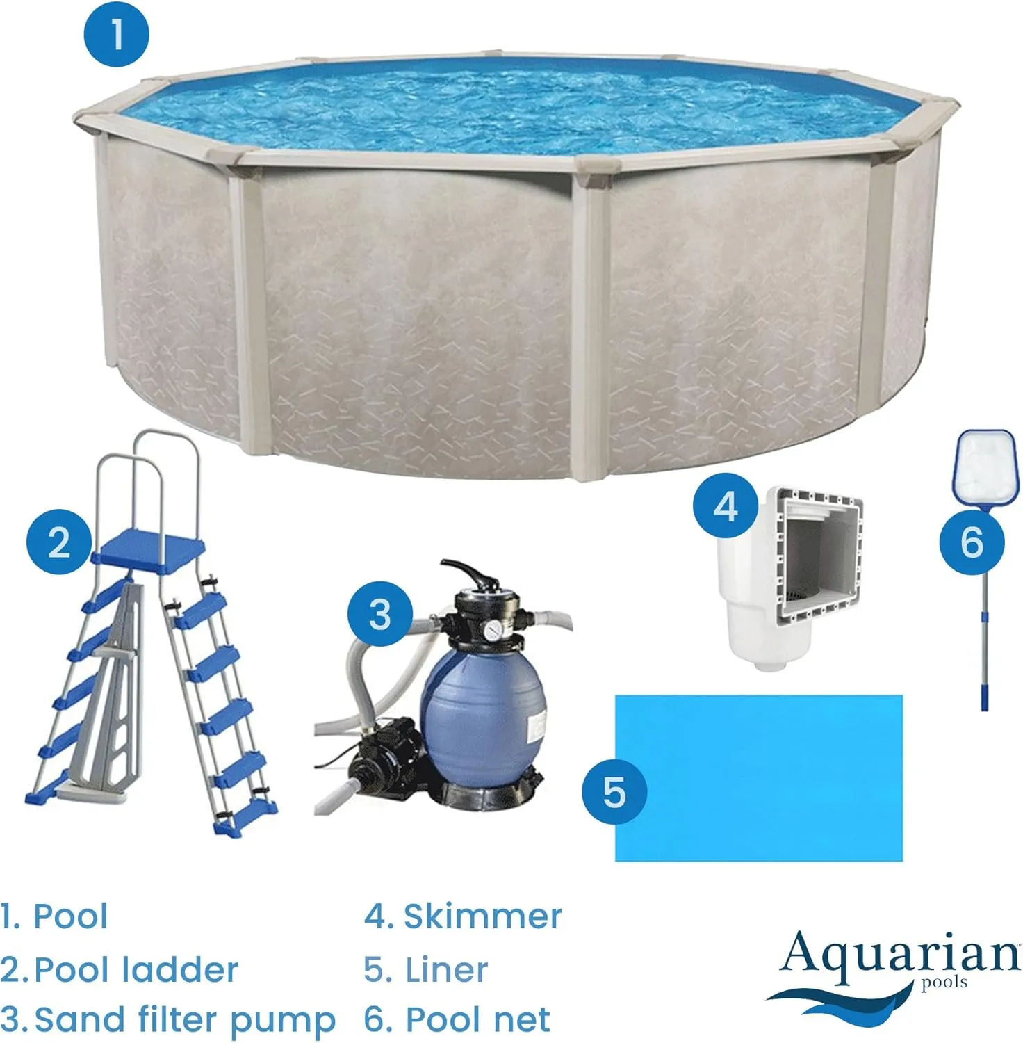 Aquarian Above Ground Pool Kit w/Pump & Leaf Skimmer, Phoenix Steel-Frame, 15', Cognac - Large Heavy-Duty Outdoor Family Swimming Pool for Backyard, Patio, and Yard