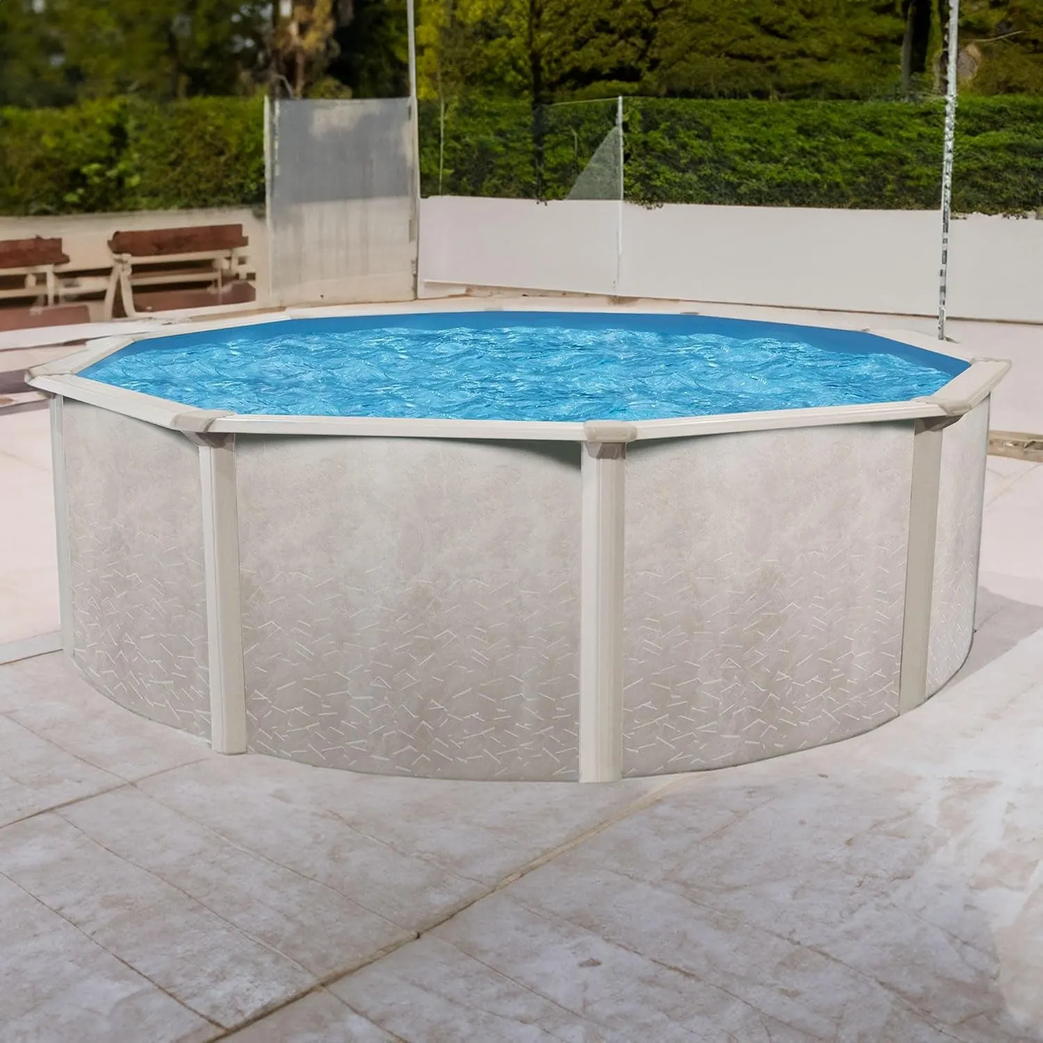 Aquarian Above Ground Pool Kit w/Pump & Leaf Skimmer, Phoenix Steel-Frame, 15', Cognac - Large Heavy-Duty Outdoor Family Swimming Pool for Backyard, Patio, and Yard