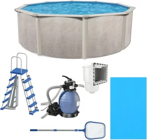 Aquarian Above Ground Pool Kit w/Pump & Leaf Skimmer, Phoenix Steel-Frame, 15', Cognac - Large Heavy-Duty Outdoor Family Swimming Pool for Backyard, Patio, and Yard