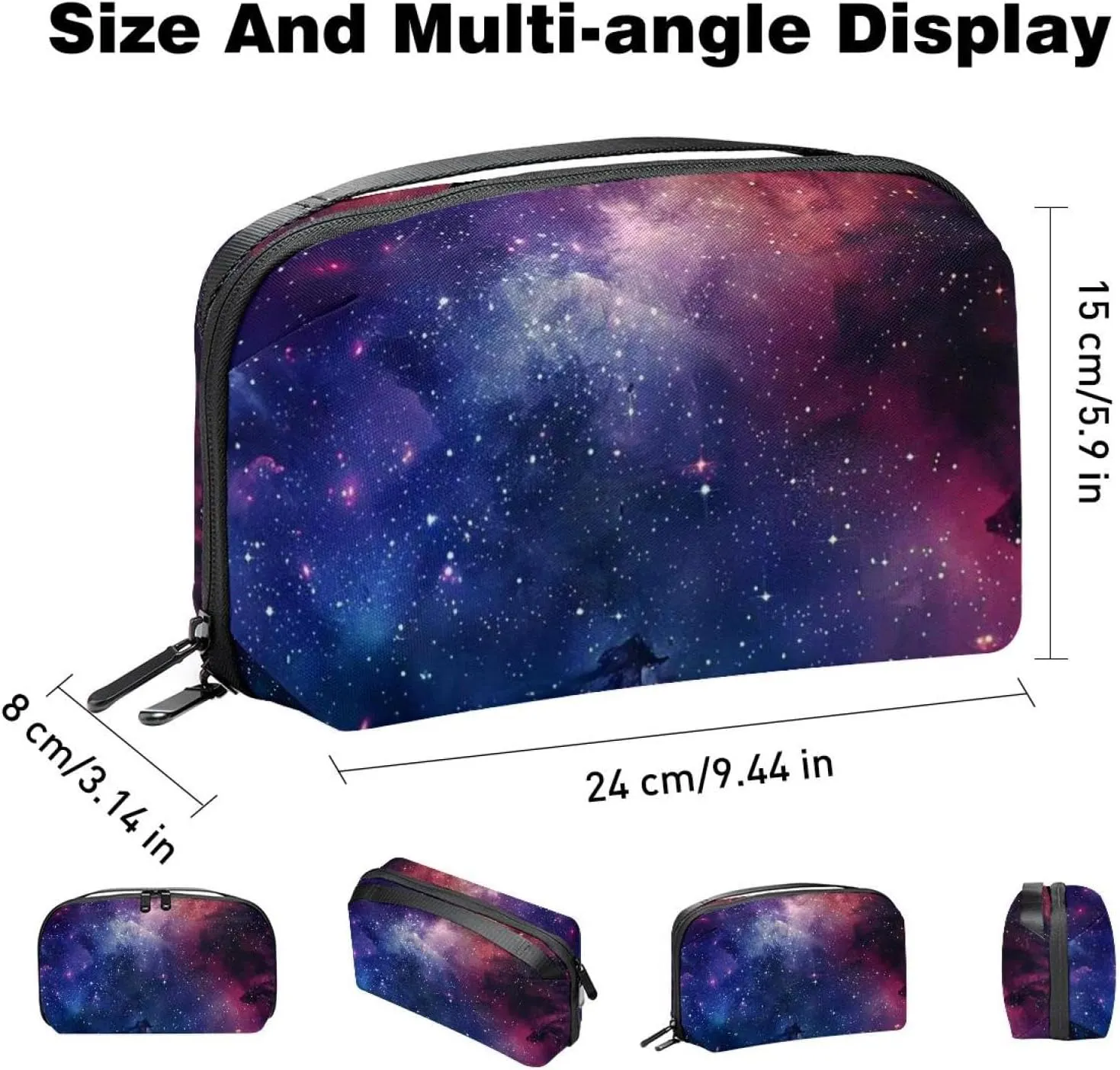 Art Space Galaxy Nebula Starry Electronics Organizer, Cord Cable Storage Bag Waterproof for Home Travelling, Electronic Accessories Case for Charge Mouse USB SD Card Hard Drives