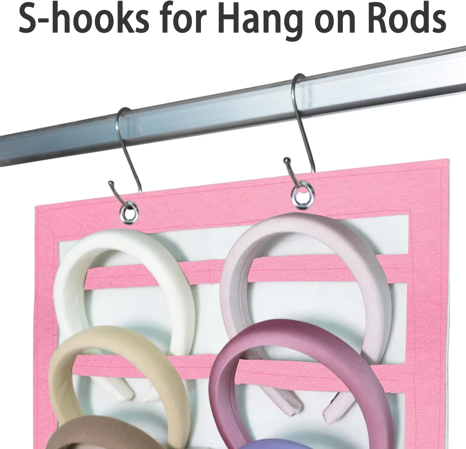 Artilife Hanging Headband Holder for Over the Door and Closet, 24 Slots Felt Head Band Organizer Shelf