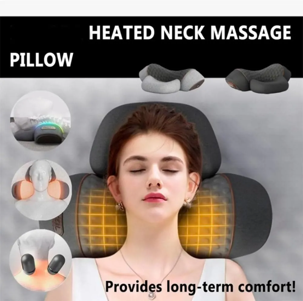 Artuvate Neck Massager,3-in-1 Neck Massager Pillow, Shoulder Massager with Heat and Electric Lifting Airbag, forSide Back Stomach Sleepers for Back Shoulder (Grey)
