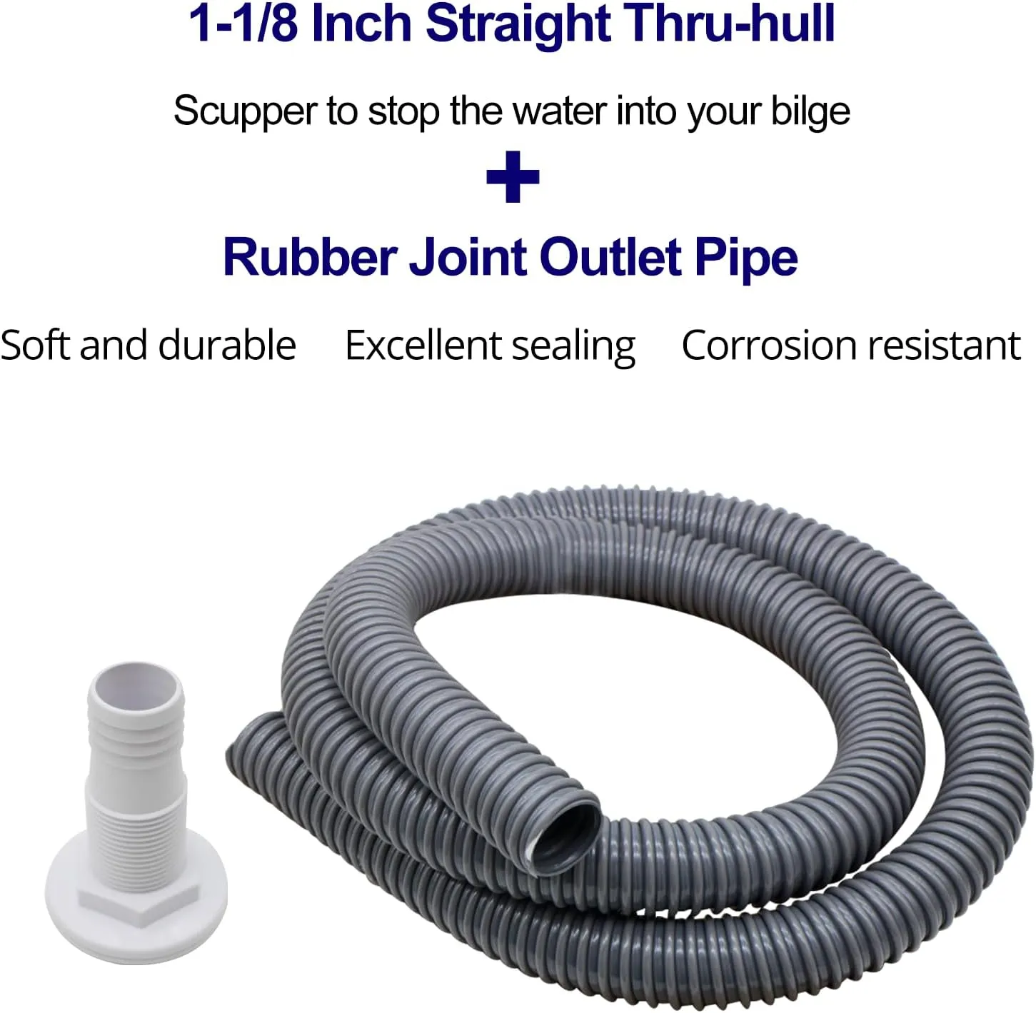 Automatic Boat Bilge Pump Kit for Boats, 1-1/8 Inch Pump Plumbing Kit, Including 12v 1100 GPH, 1pcs Hose, 2pcs Hose Clamps and 1pcs Thru-Hull Fitting