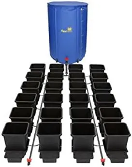 AutoPot 24 Pot System with 3.9 gal pots and 105 gal FlexiTank - Self-Watering Gravity-Fed Hydroponic Indoor System, Black