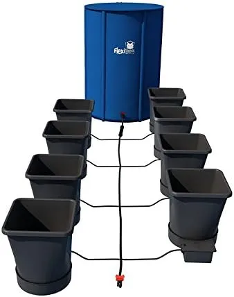 AutoPot 8 Pot XL System with 6.6 Gallon Pots and 25 Gallon FlexiTank - Self-Watering, Gravity-Fed Hydroponic System - Indoor, Black
