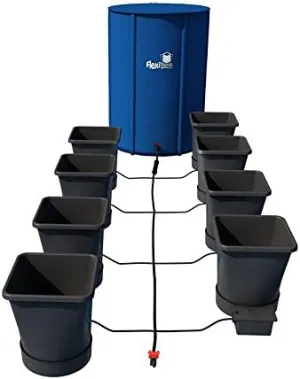 AutoPot 8 Pot XL System with 6.6 Gallon Pots and 25 Gallon FlexiTank - Self-Watering, Gravity-Fed Hydroponic System - Indoor, Black