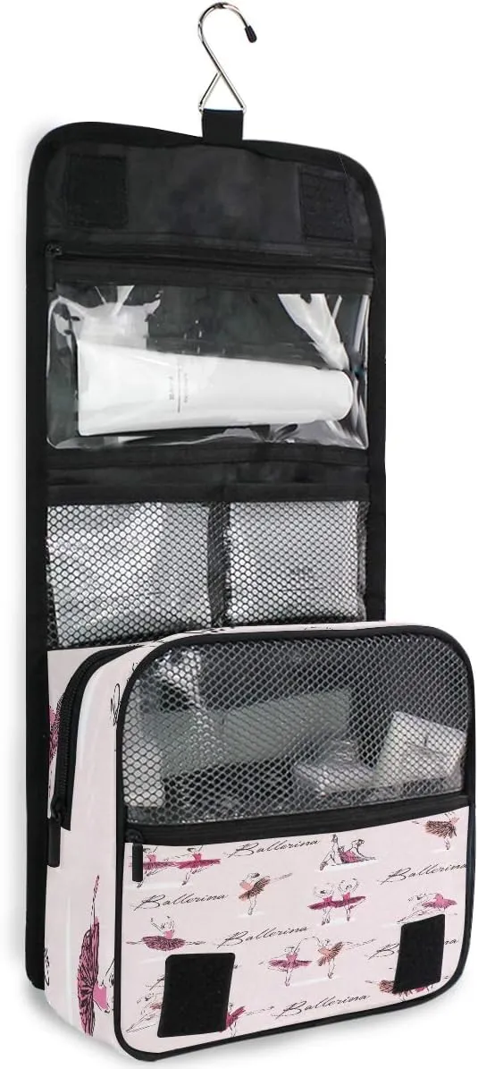 AUUXVA Travel Toiletry Bag Cosmetic Organizer Bag Hanging Makeup Bag for Women Men Girls (Ballerina Dancer)