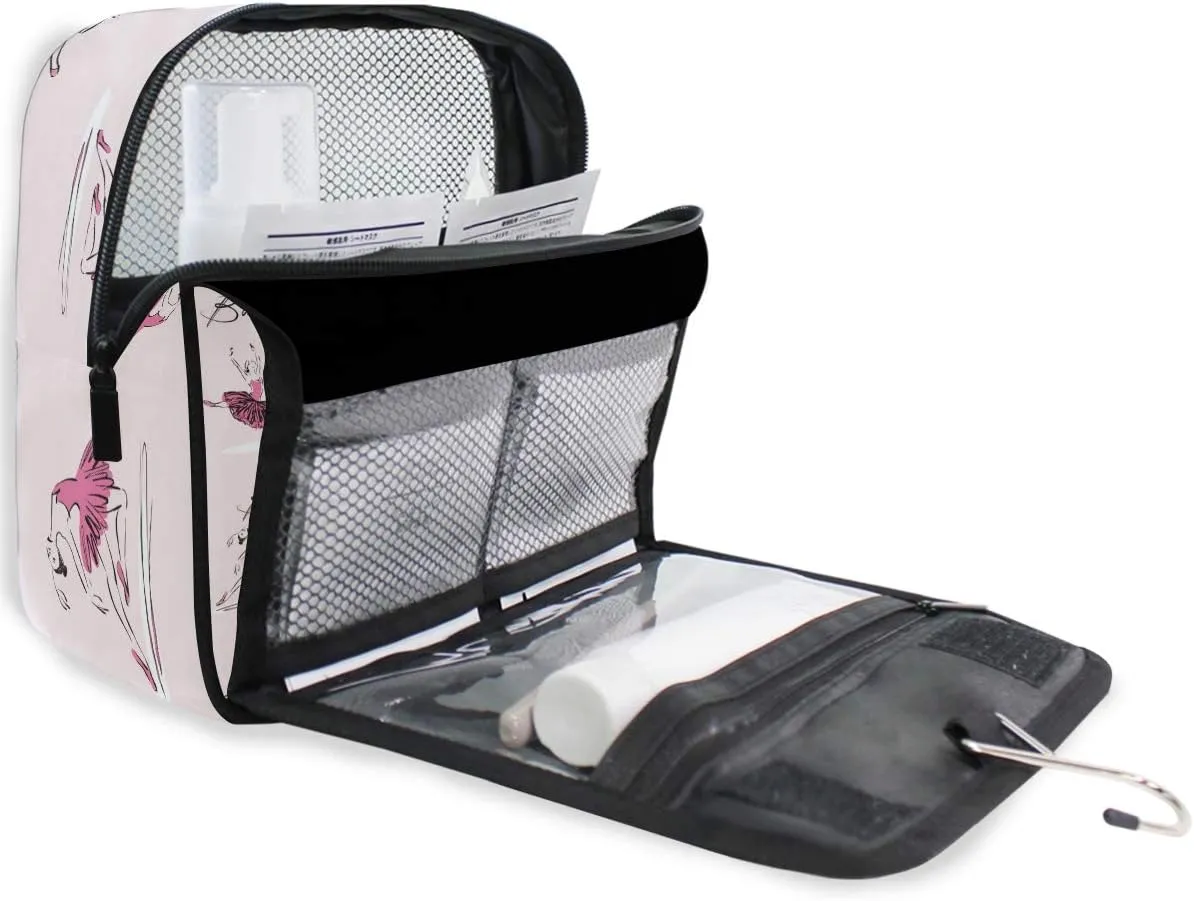 AUUXVA Travel Toiletry Bag Cosmetic Organizer Bag Hanging Makeup Bag for Women Men Girls (Ballerina Dancer)