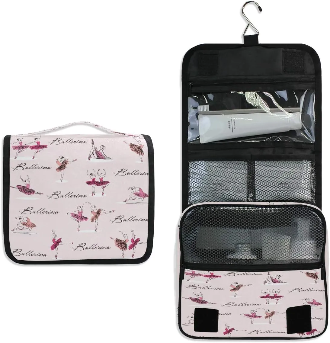 AUUXVA Travel Toiletry Bag Cosmetic Organizer Bag Hanging Makeup Bag for Women Men Girls (Ballerina Dancer)